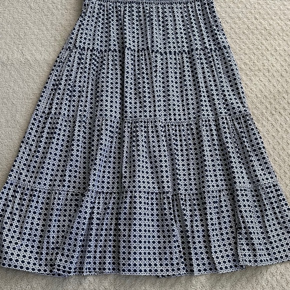 Chico's Poplin Basket Weave Maxi Dress Navy Blue/White Size 3 (US 16) Casual - Picture 6 of 15